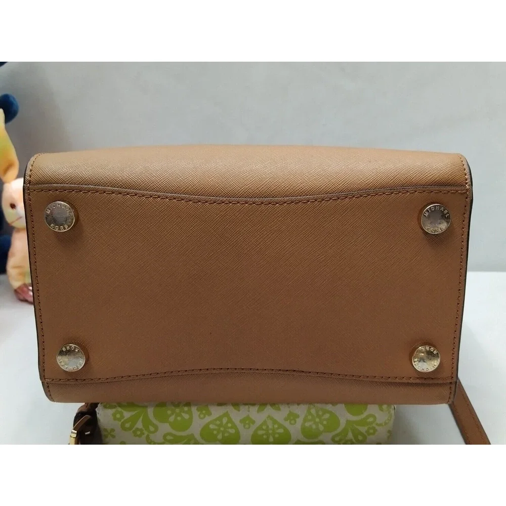 Michael Kors Brown Leather Double Handle Zipper Closure Satchel Bag